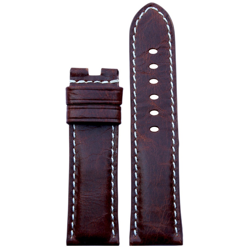Vintage Leather Watch Band | Slate | White Stitch | For Panerai Deploy