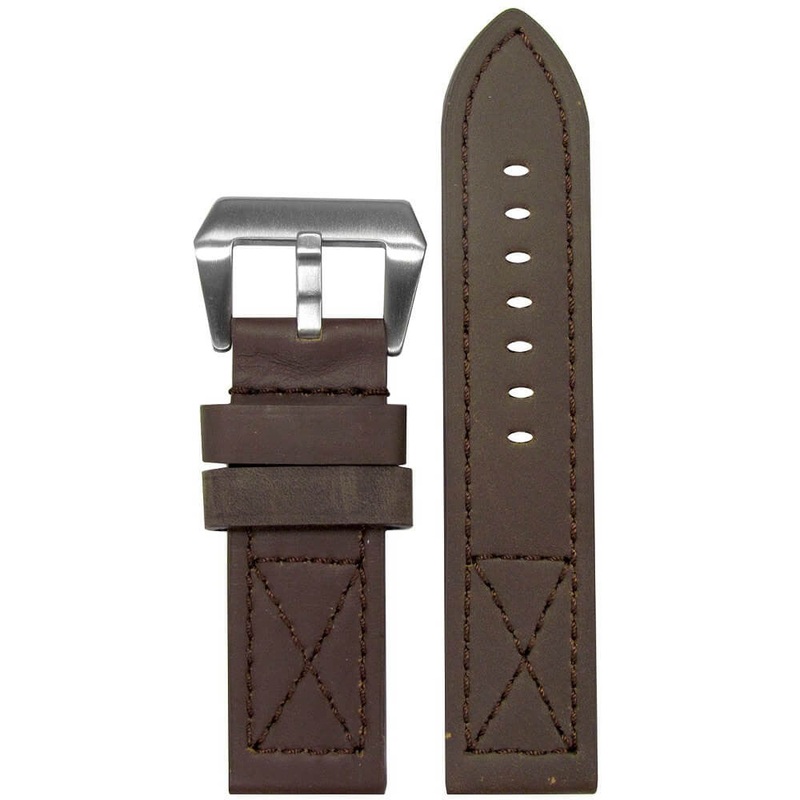 Vintage Leather “Loco” Horse Watch Band | Flat | MB-1 | Brown | Match “X” Stitch |