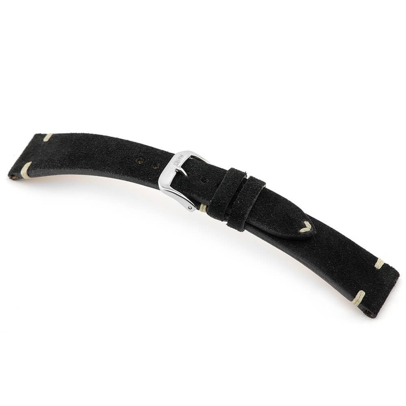 Velours Watch Band | Hudson | Black | Minimal Stitch