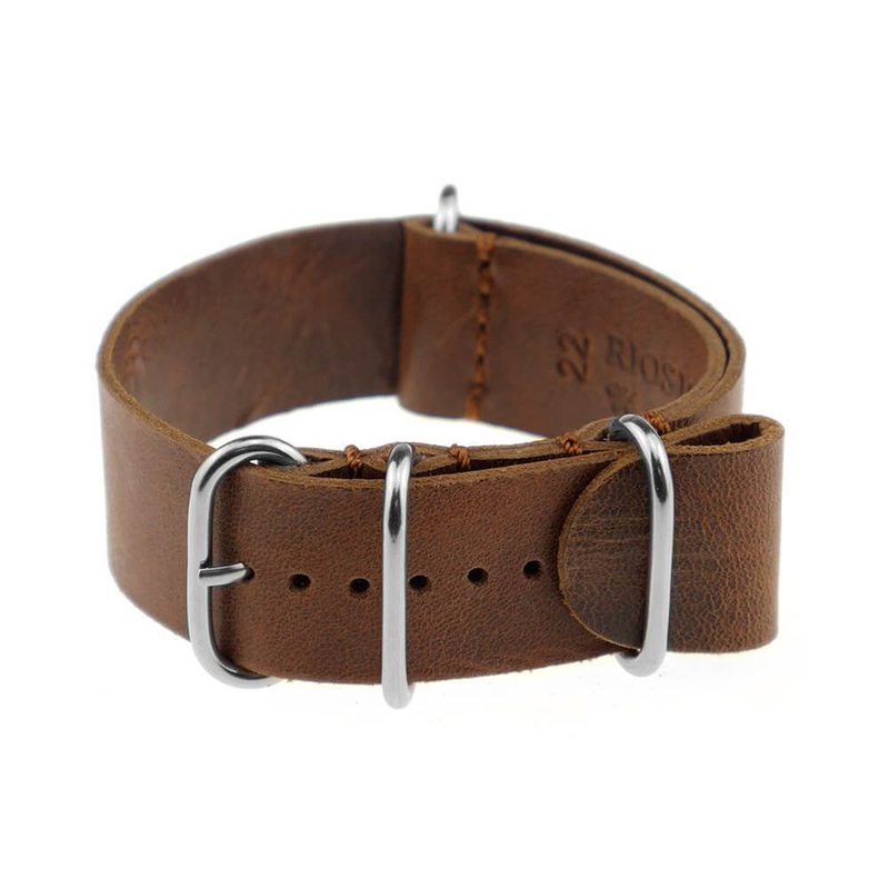 Vintage Leather Watch Band | Amsterdam | One-Piece | 4 Polished Rings | Mahogany