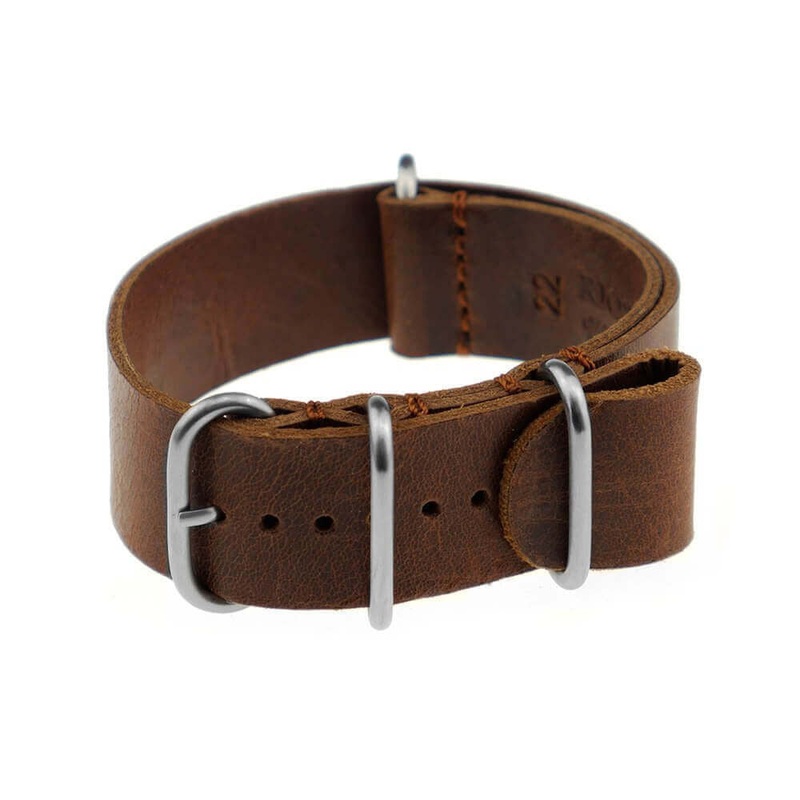 Vintage Leather Watch Band | Luxembourg | One-Piece | 4 Brushed Rings | Mahogany