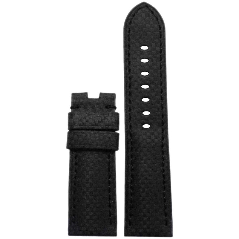 Carbon Fiber Style Watch Band | Black | Match Stitch | For Panerai Deploy