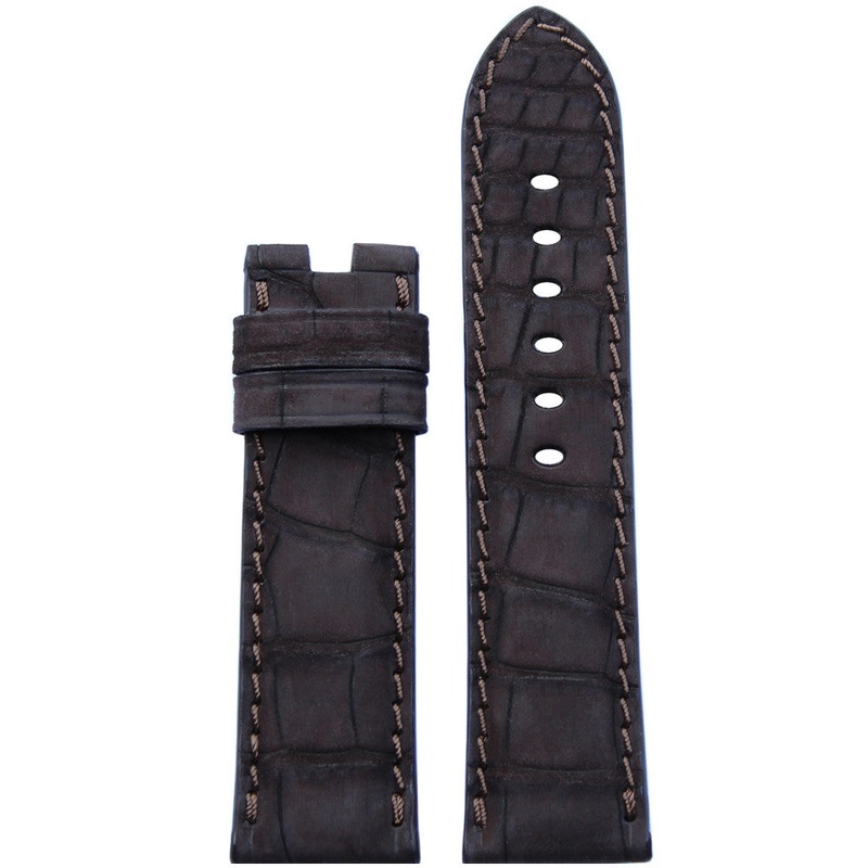 Genuine Nubuk Alligator Watch Band | Mocha | For Panerai Deploy