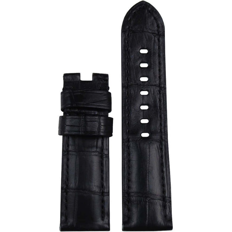 Louisiana Alligator Watch Band | Matte Finish | Black | Colored Stitch | For Panerai Deploy