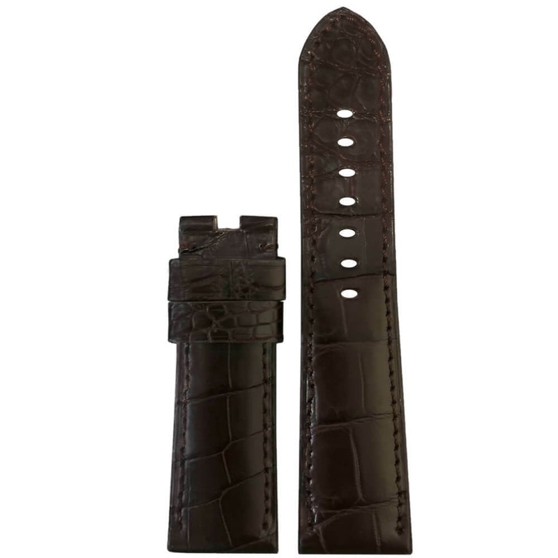 Louisiana Alligator Watch Band | Matte Finish | Dark Brown | Colored Stitch | For Panerai Deploy