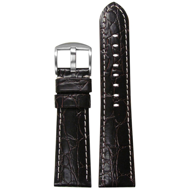 Embossed Leather Watch Band | Gator Print | Choco | for Panerai Radiomir