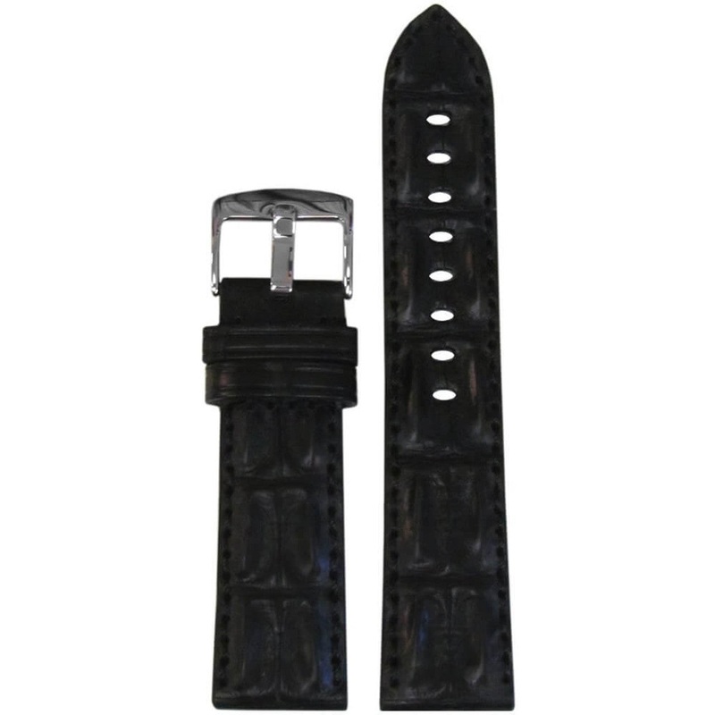 Genuine Hornback Alligator Watch Band | Black | Match Stitch