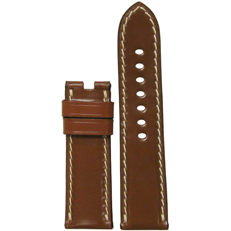 Shell Cordovan Leather Watch Band | Cognac | White Stitch | For Panerai Deploy