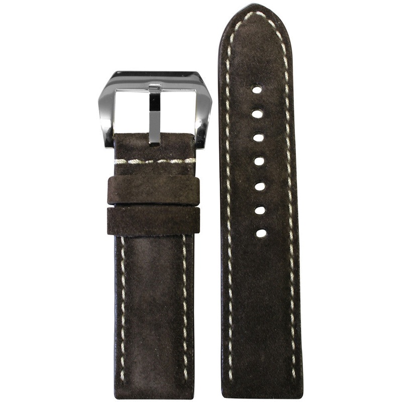 Velours Watch Band | Mocha | White Stitch | For Panerai