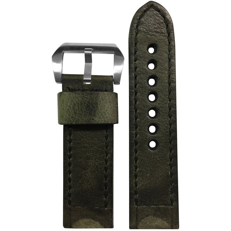 Vintage Leather Watch Band | Olive | Box Stitch | For Panerai