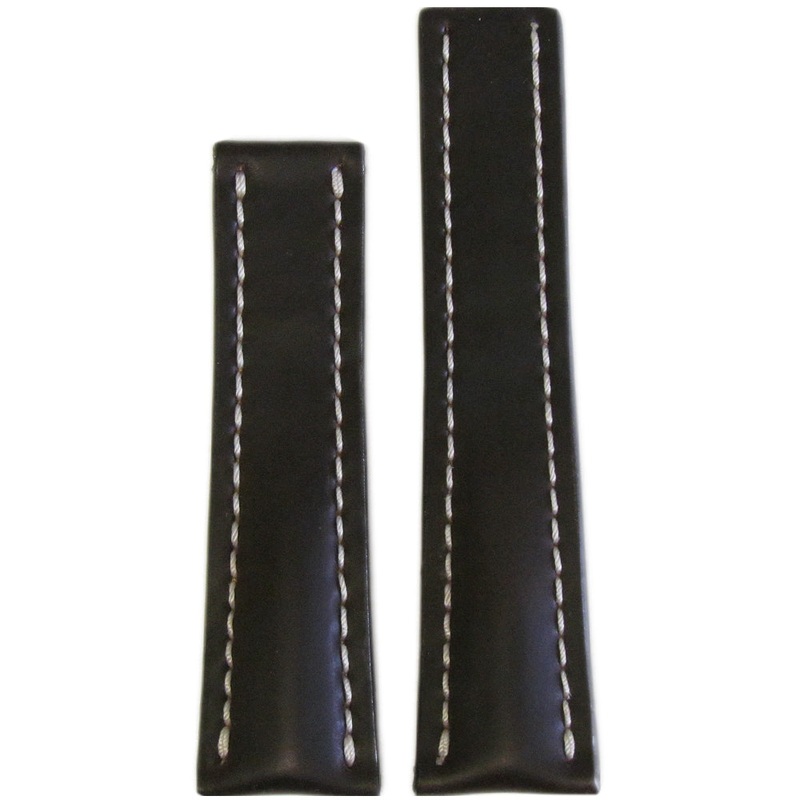 Shell Cordovan Leather Watch Band | Mocha | White Stitch | For Breitling Deploy
