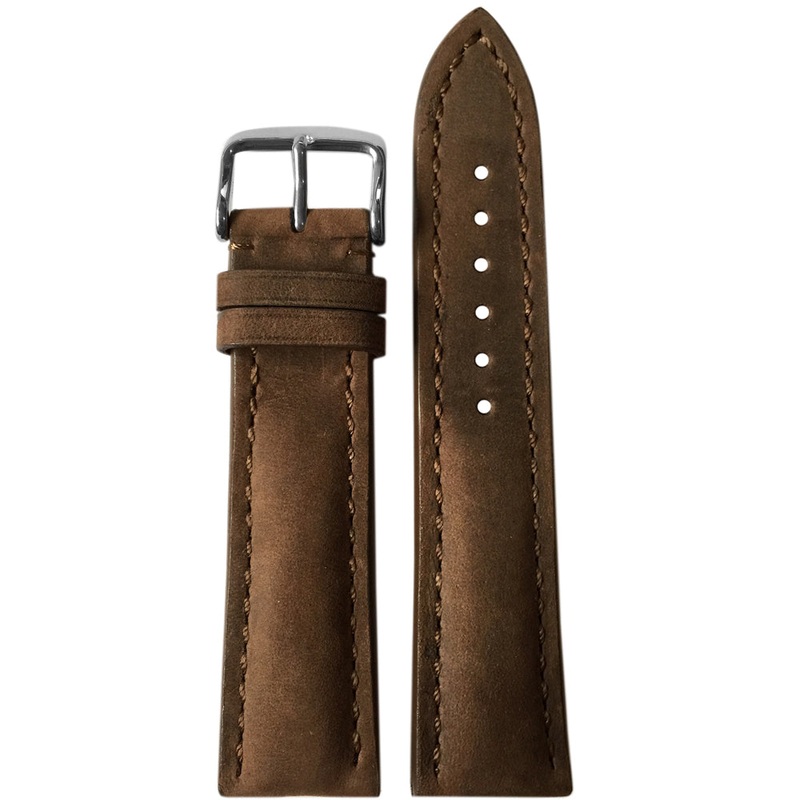 Vintage Leather Watch Band | Light Suede Brown | Match Stitch | For Breitling