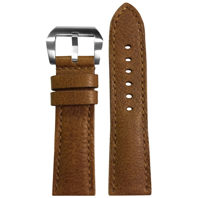 Vintage Leather Watch Band | Padded | Honey | Match Stitch | For Panerai