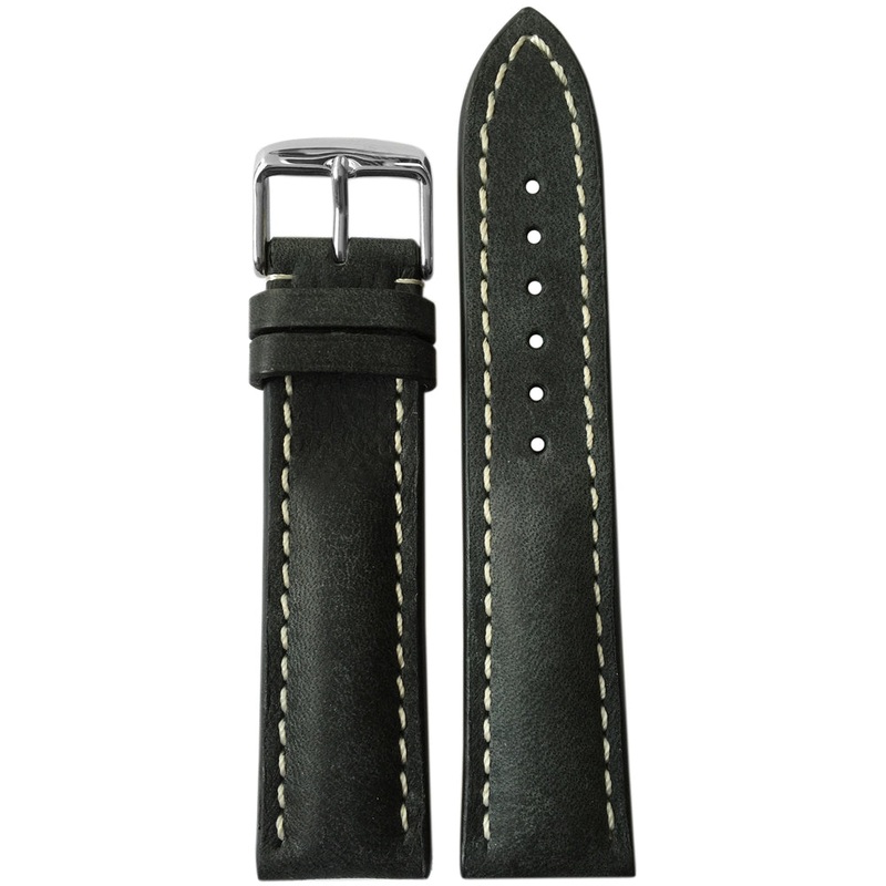 Vintage Leather Watch Band | Stone | White Stitch | For Breitling
