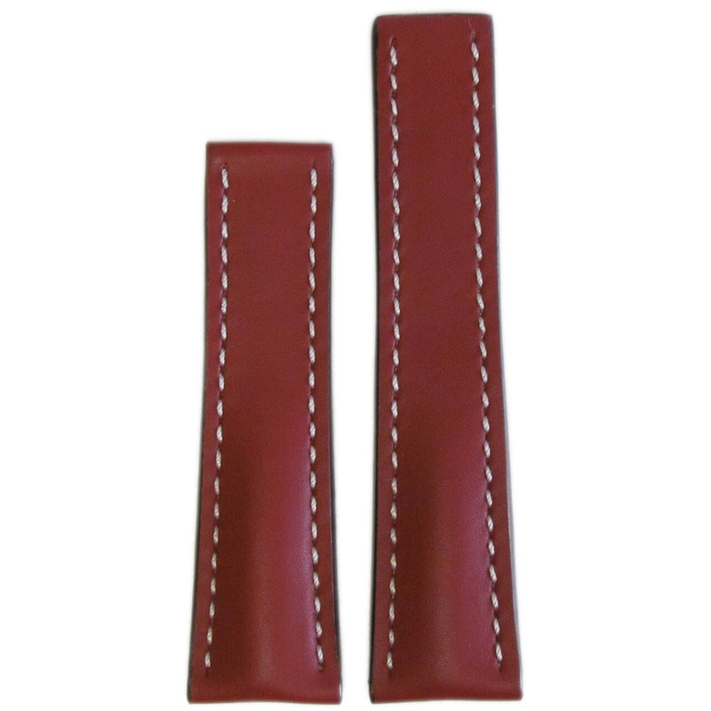 Soft Calf Leather Watch Band | Cognac | White Stitch | For Breitling Deploy