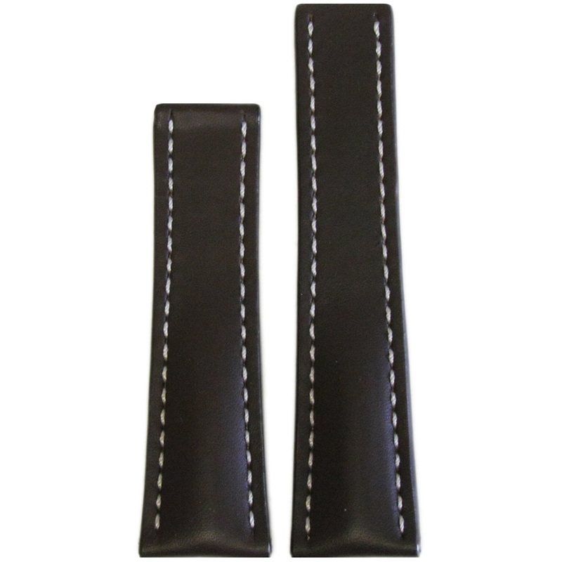 Soft Calf Leather Watch Band | Mocha | White Stitch | For Breitling Deploy