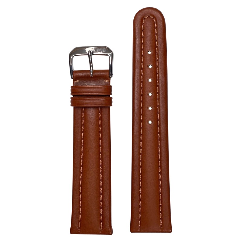 20mm Smart Watch Band | Quick Release | Calf Leather | Cognac | Match Stitch