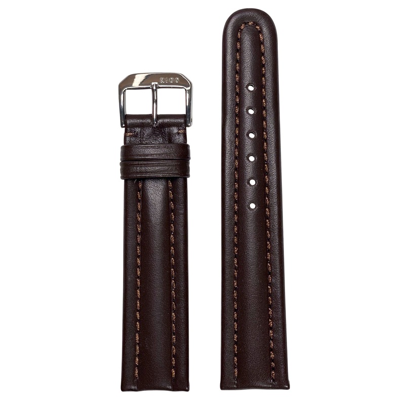 20mm Smart Watch Band | Quick Release | Calf Leather | Mocha | Match Stitch