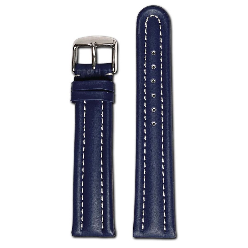 20mm Smart Watch Band | Quick Release | Calf Leather | Royal Blue | White Stitch