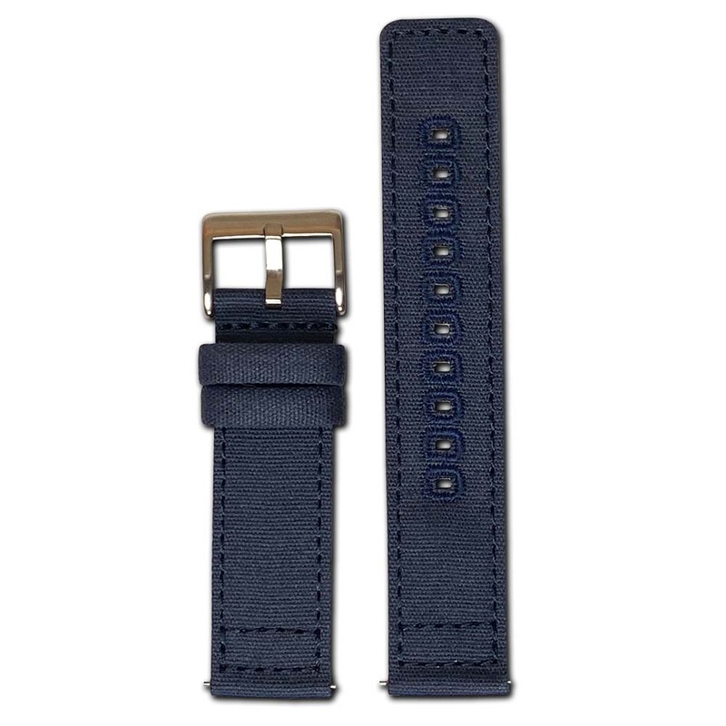 20mm Smart Watch Band | Quick Release | Canvas | Navy | Match Stitch