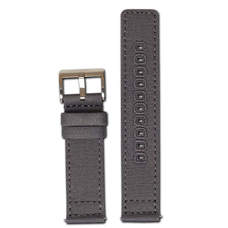 22mm Smart Watch Band | Quick Release | Canvas | Grey | Match Stitch