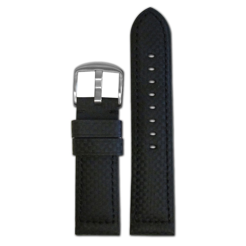 Carbon Fiber Style Watch Band | Sport | Black | Black Stitch | For Panerai