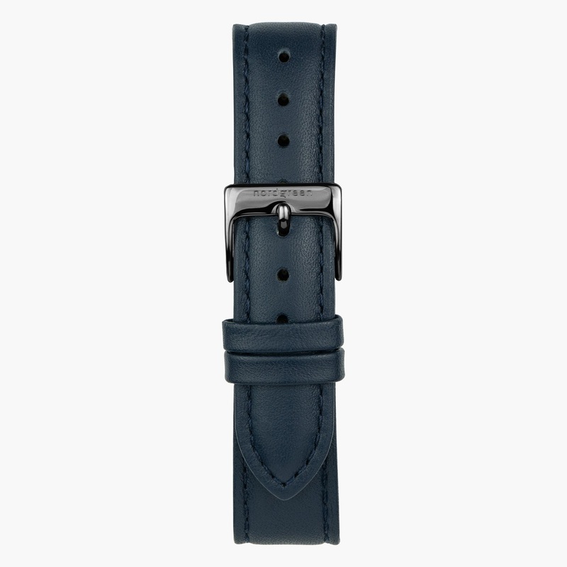 Navy Leather XL – Gun Metal