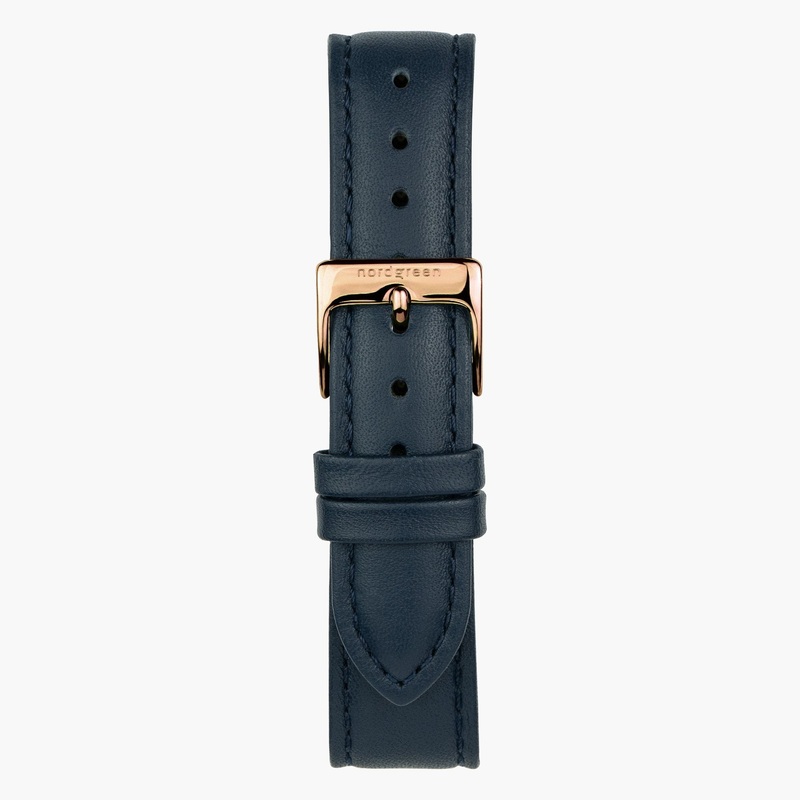 Navy Vegan Leather – Rose Gold