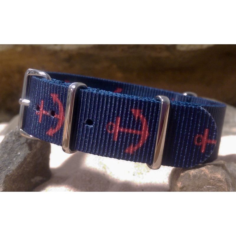 Anchor | Navy & Red | One-Piece | Nylon | Polished Hardware