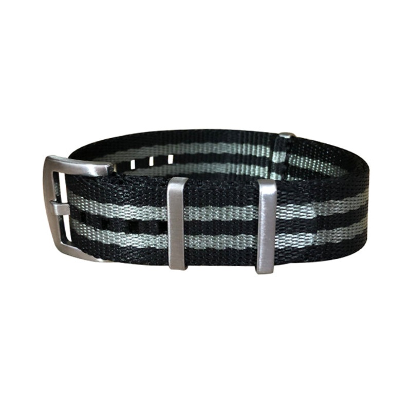 Classic Bond | Black & Gray | Two-Piece | Seatbelt | Brushed Hardware