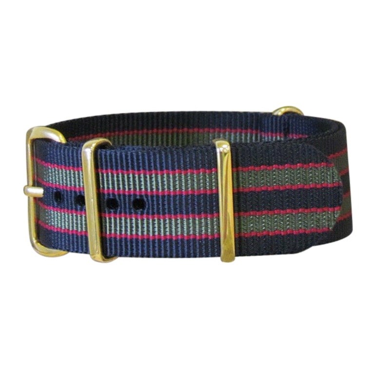 MI6 Bond | Black & Olive & Red | One-Piece | Nylon | Gold Hardware