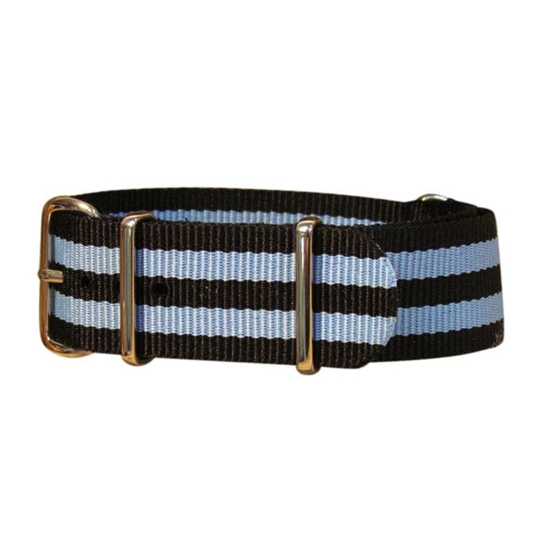 The Busey II | Black & Sky Blue | One-Piece | Nylon | Polished Hardware