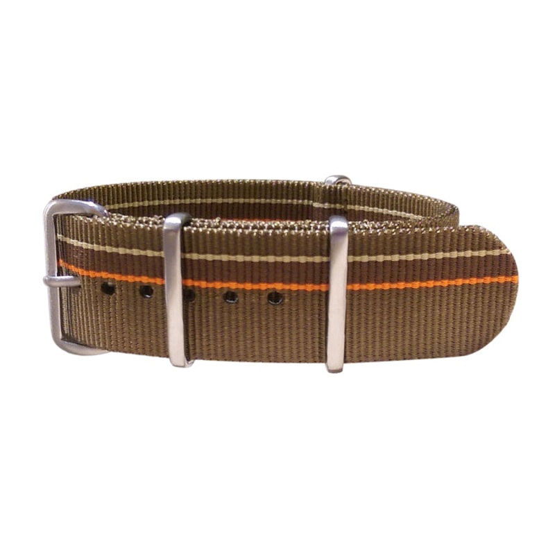 Watchuseek F71 | Brown & Tan & Orange | One-Piece | Nylon | Brushed Hardware