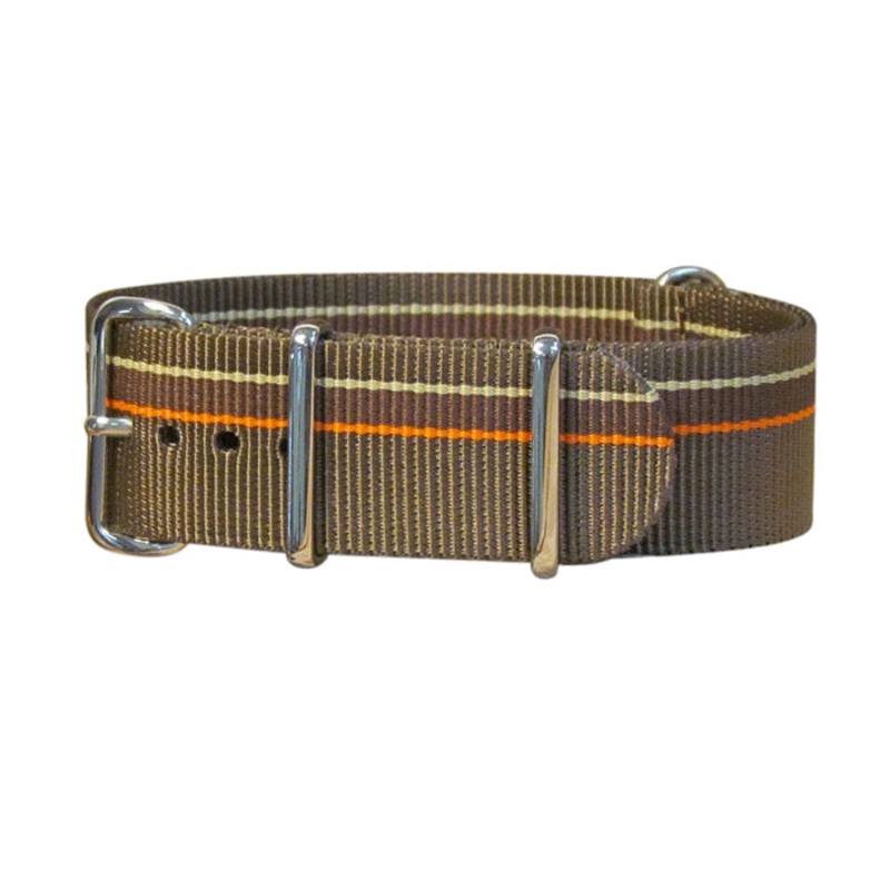 Watchuseek F71 | Brown & Tan & Orange | One-Piece | Nylon | Polished Hardware