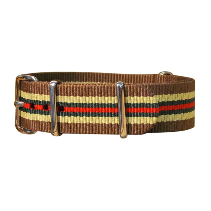 Explorer | Brown & Tan & Green & Red | One-Piece | Nylon | Polished Hardware