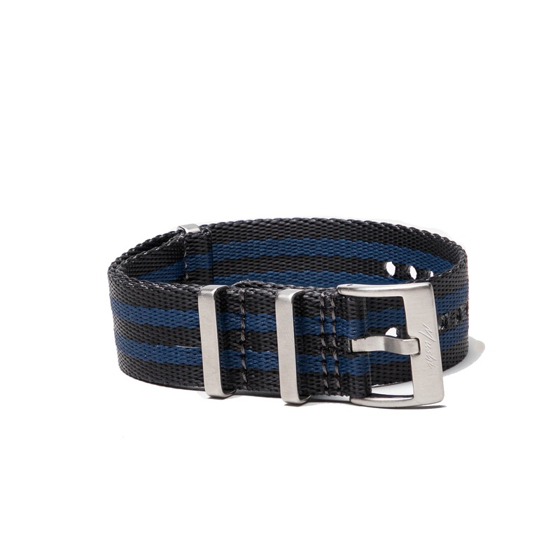 Charcoal/Blue Stripe Seatbelt Nylon Strap