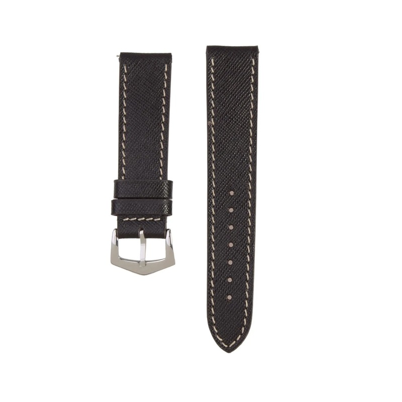 Black Saffiano Leather Watch Strap Black