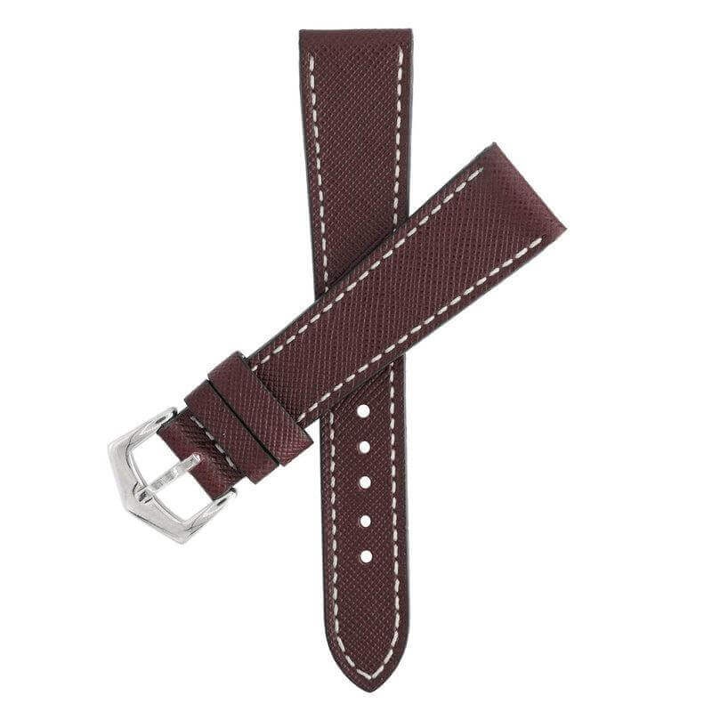 Cognac Saffiano  Leather Watch Strap Cognac
