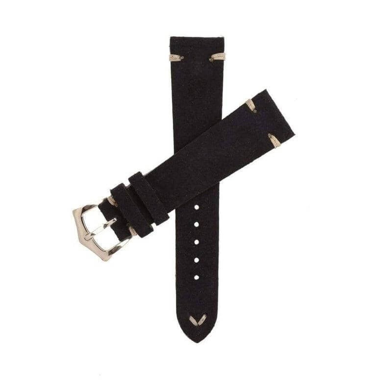 Dark Blue Suede Vintage Leather Watch Strap Blue