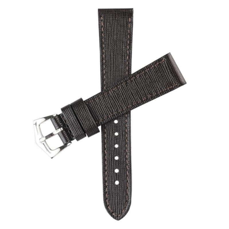 Dark Brown Saffiano  Leather Watch Strap Brown