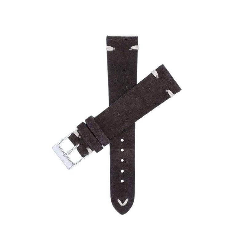 Dark Brown Suede Vintage Leather Watch Strap Brown