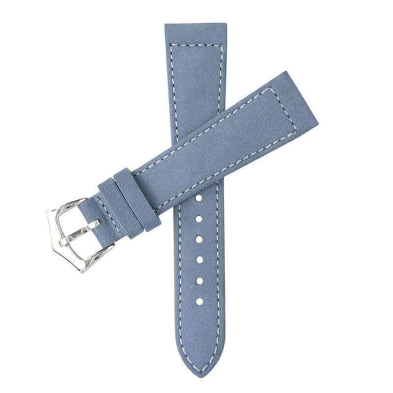 Denim Nabuck Leather Watch Strap Blue