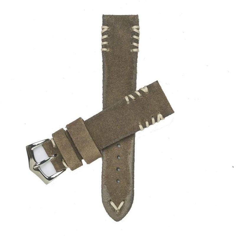 Grey Vintage Suede Tribal Stitches Watch Strap Grey