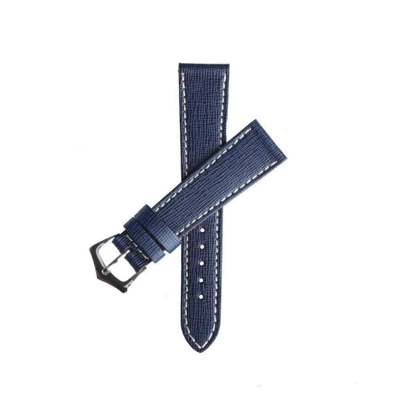 Navy Blue Saffiano Leather Watch Strap Blue