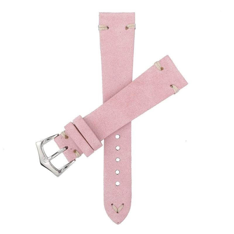 Pink Suede Vintage Leather Watch Strap Pink