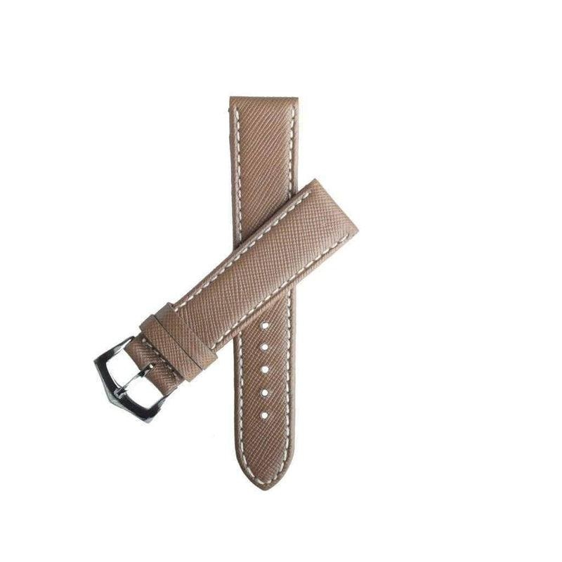 Taupe Saffiano Folded Edge Taupe Stitches Watch Strap Taupe