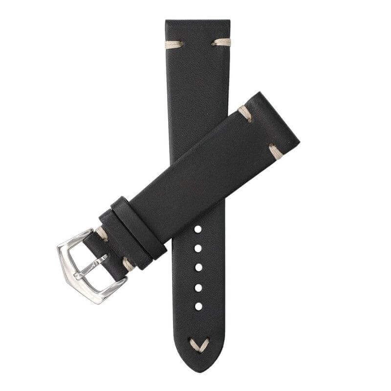 Vintage Black Leather Watch Strap Black