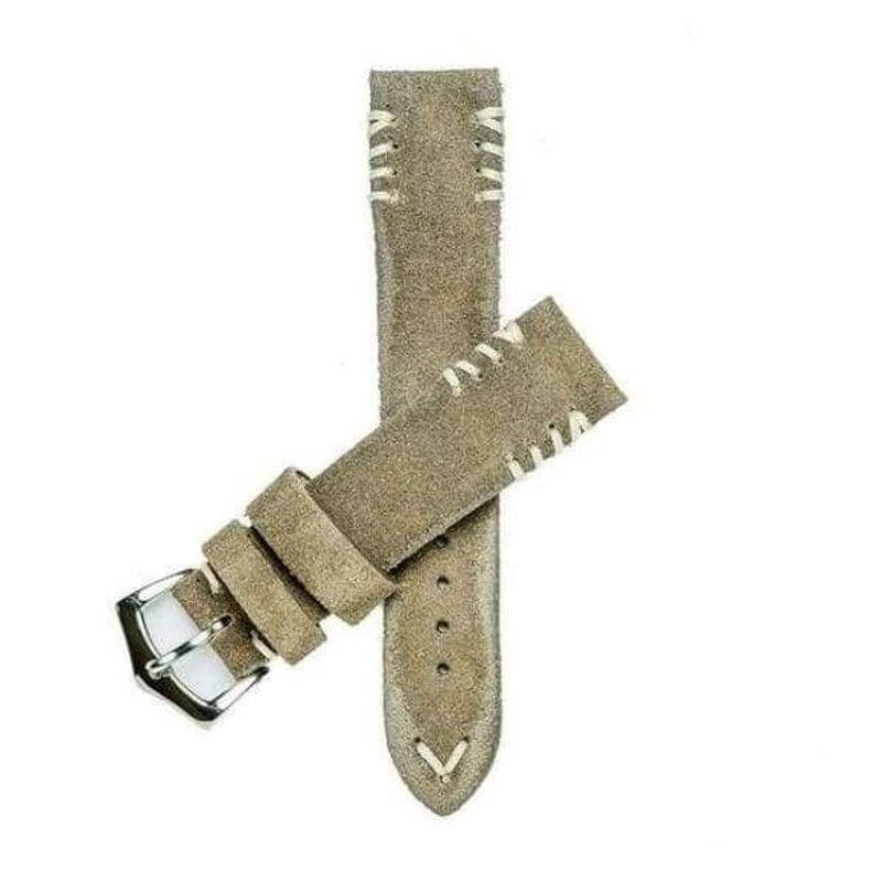 Camel Suede Watch Strap Tribal White stitches Camel