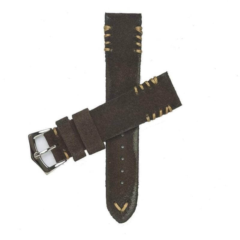 Dark Brown Suede Vintage Tribal Stitches Brown