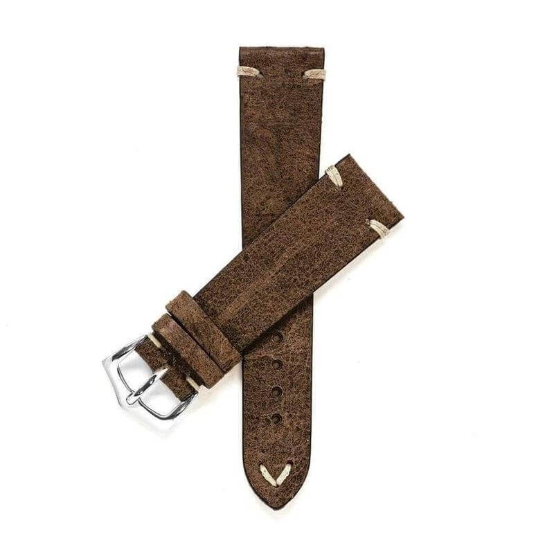 Dark Brown Vintage Leather Watch Strap – Brown Brown